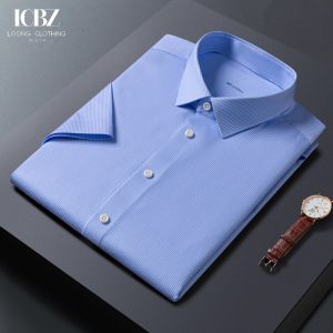 Men's Formal Short Sleeve Dress Shirts with Non-Iron Sequin Design in Various