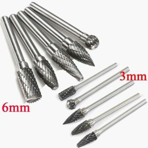 10PCS 1/8" Shank Dia Tungsten Carbide Rotary File Burr Cutter for Power Tools