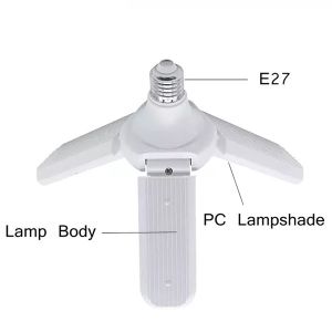 Deformable Foldable Blade LED Lights Bulb 3 Leaves 83.5x78x240mm