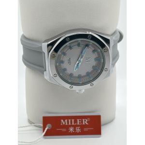 White Dial Analog Silicon Strap Watch With Fluorescent Hands Blue Buckle