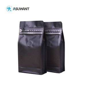 Plastic MOPP Block Bottom Zipper Coffee Bag Gravure Printing