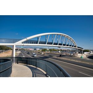 Precast Painted Steel Structural Bridge Q355 Tied Arch Crossing Pedestrian
