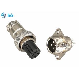 Cable To Panel Style GX16 Aircraft Cable Connectors With Square Flange 2~10 Pin