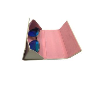 Bright Leather Foldable Sunglasses Case / Portable Hard Eyeglass Case