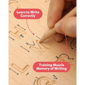 Wooden Letters Practicing Board Double-Sided Alphabet Tracing Tool Learning to