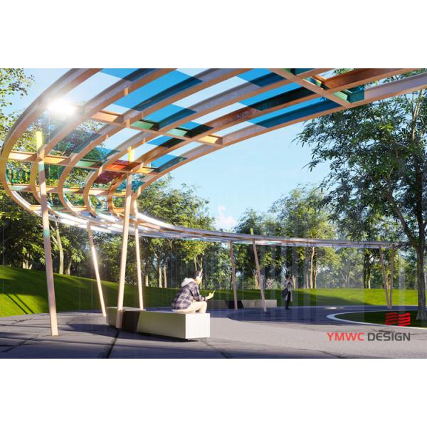 Modern Art Outdoor Gallery Customized Size for Outdoor Steel Frame Landscape Pergola