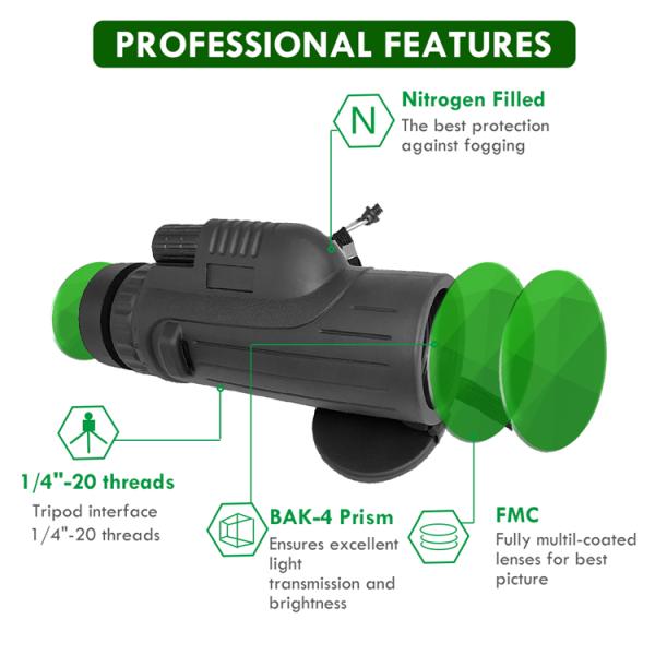 12x50 Birdwatching Monocular Large Lens HD Auto Focus Monocular Telescope