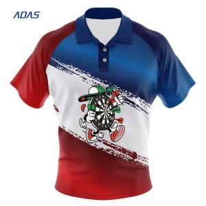 Personalized Breathable Mens Darts Shirts Jersey With Button Polyester Fabric