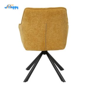 Elegant Yellow Rotating Dining Chair with Fabric Cover and Iron Frame Modern