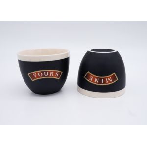 Round Shape Ceramic Candle Holders Cup Wax Holder In Matte Black With Shiny Logo