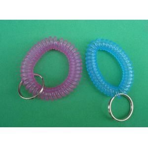 Wrist coil with split key ring translucent pink blue spring coil color cheap