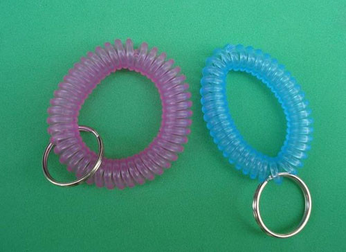 Wrist coil with split key ring translucent pink blue spring coil color cheap