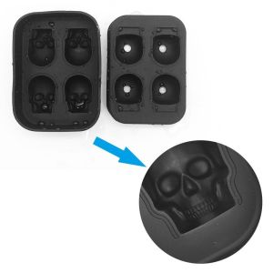 Eco Friendly 4 Grid 3D Skull Silicone Ice Cube Trays