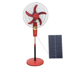 China 12V AC DC Solar Floor Fan With Led Light 16 Inch Brush Motor Pedestal Fan on sale