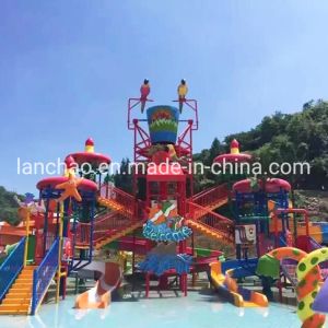 Amazon Style Splash Water Playground House Equipment With Spiral Slide