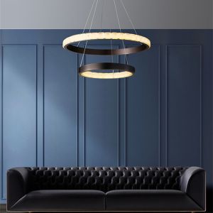 Titanium Gold Crystal Pendant Ceiling Light Stainless Steel Square