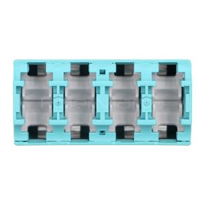 LC To LC OM3 Multimode Aqua Quad Fiber Optic Adapter No Flange With Interal