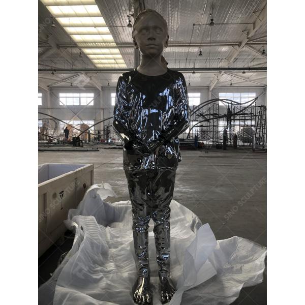 Life-size Casted Stainless Steel Statue Reflecting in Perth, Australia