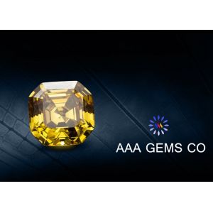 VVS1 Colored Asscher Cut Moissanite 9mm Synthetic Moissanite Yellow