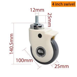 Cheap 4 Inch TPU Medical Caster Wheels 80kg Load Capacity for sale