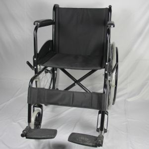 Disabled Folding Steel Wheelchair With Solid Front And Rear Wheel