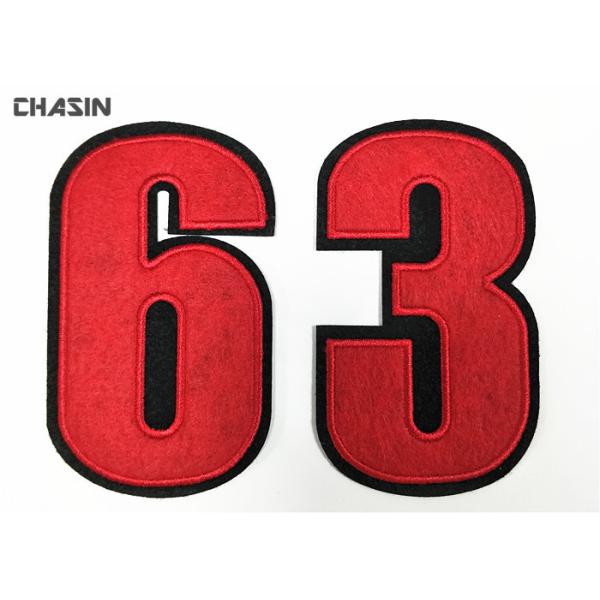 Quality Clear Felt Fabric Custom Applique Patches Jerseys Number Pattern wholesale