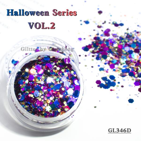 Mixed Holographic Rainbow Glitter Hexagon Halloween Tumbler Ornament
