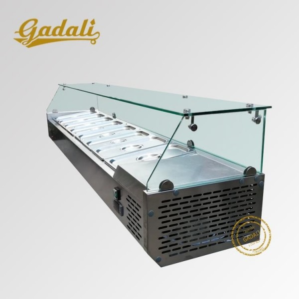 Quality SS 201 Cake Display Cabinet , 8 GN Pans Salad Bar Fridge wholesale