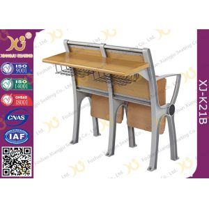 Wooden College Student Desk And Chair Set With Aluminum Frame