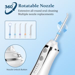 Rechargeable Portable Water Flosser With Detachable Water Tank