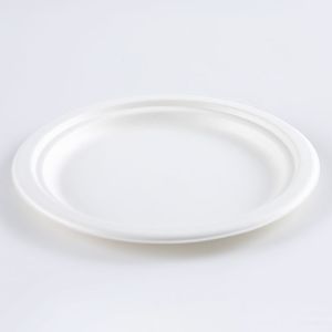 8.75 inch round white pulp biodegradable sugarcane party plates