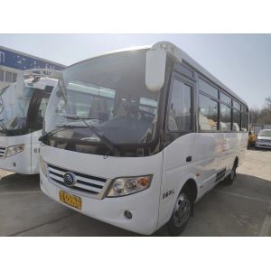 Used Short Bus Folding Door 26 Seats Front Engine Sliding Window 7 Meters Second