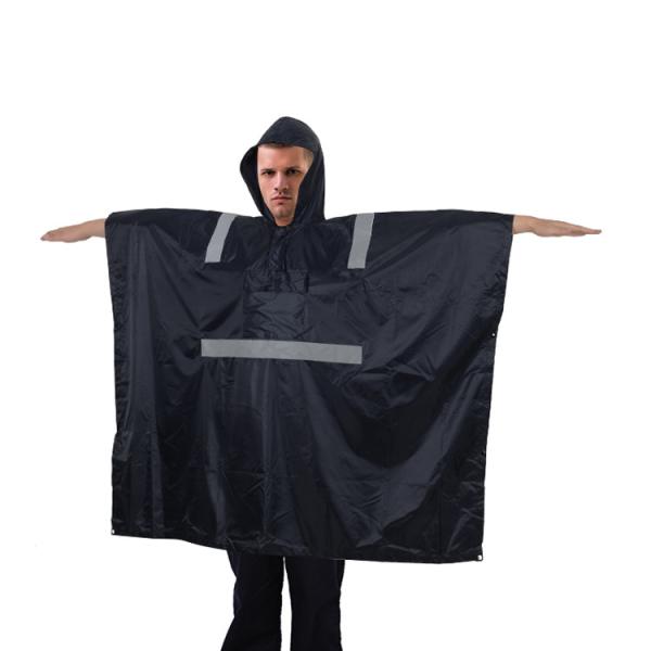 R018-R 100% Waterproof Rubberized Poncho with Reflective Tape Lightweight and