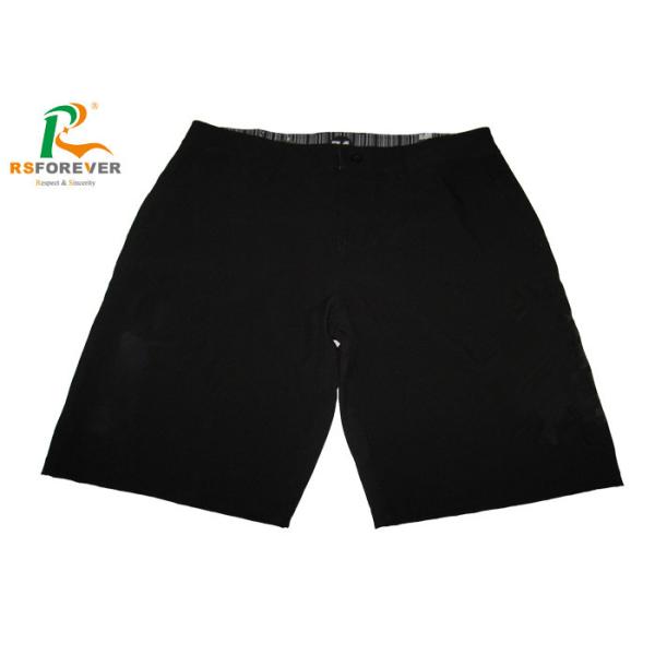Quality Lightweight Blank Custom Board Shorts , Polyester Mens Swim Trunks Black Color wholesale