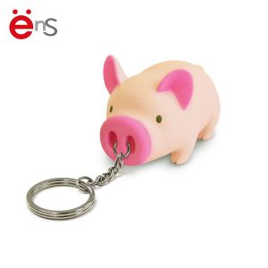 Pig Shaped Promotional Plastic Keychain 3D For Gift Non Phthalate Pvc Material