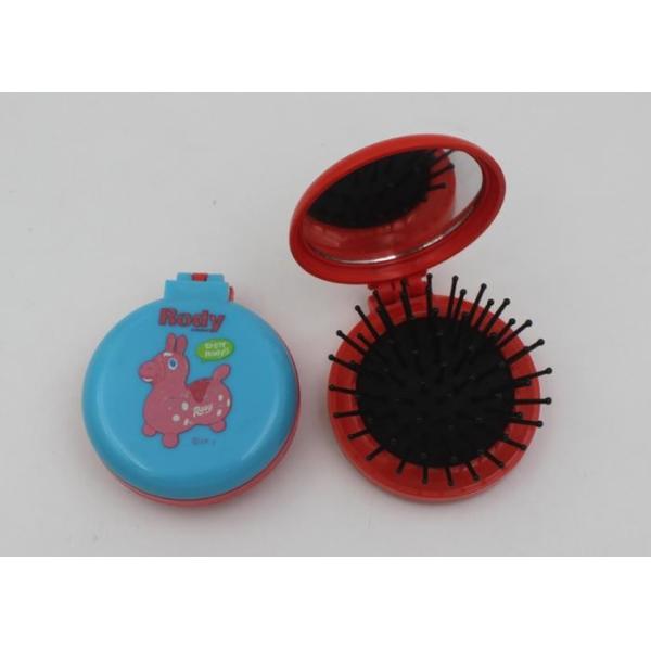 Quality Lady Travel Makeup Mirrors In Stadium And Subway , Folding Hairbrush With Mirror wholesale