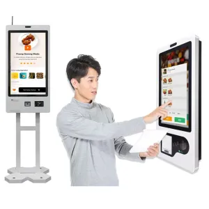 Floor Stand Self Ordering Kiosk With QR And RFID Reader For Secure Transactions