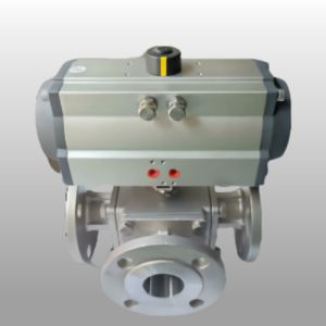 Customized Pneumatic Three Way Ball Valve With Actuator ISO5211 DIN3337 Standard