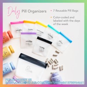 Pill Pouch Set, Zip Pill Organizers, Large Reusable Travel Pill Container, Color