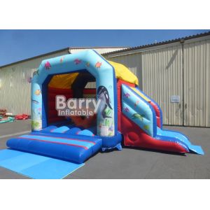 Beautiful Ocean Fish Inflatable Combo , Commercial Slide Inflatable Bounce House