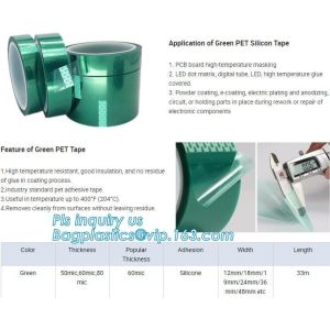 Green PET High Temperature Silicone Adhesive polyester Tape,Green PET Masking