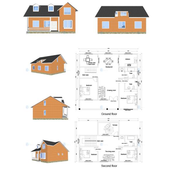 Luxury Villa - (QB10) 2019 New Price Prefab Homes steel structure Building 2 floor Design for sale