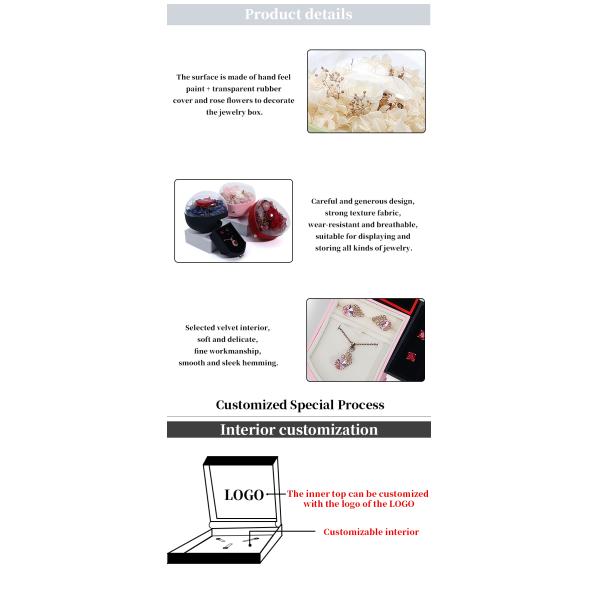 Custom Logo Heart Shaped Jewelry Drawer Box Rose Flower Box For Ring