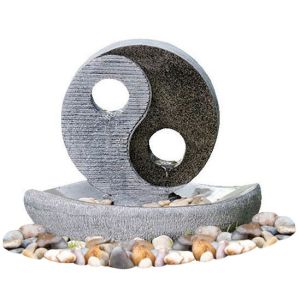 2 LED Lights Oriental Buddha Water Fountain With Light , Taiji Diagram Shape 23"