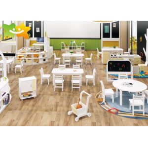 China Economical Wooden Preschool Furniture Easy Cleaning Low Maintain Strudy Structure on sale