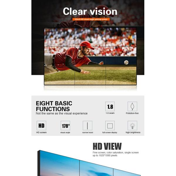 Customized Seamless LCD Video Wall 46 Inch Wide Viewing Angle Support Splice Function