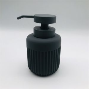 Soft Touch Grey Polyresin Bathroom countertop set with vertical stripe