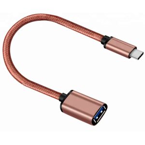 Shiny Pink 3.1 USB Type C Cable To 3.0 A Female 30 Cm For USB OTG Function