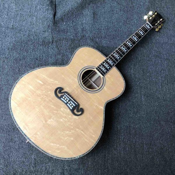 Quality Custom AAAA All Solid Spruce Wood 43 Inch Flamed Maple Neck Solid Back Side Maple Binding KK Sound Mini  Acoustic Guitar wholesale