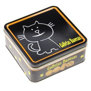 Galletas Danesas Tin Cookie Containers Black Color Printed Box 0.23 mm Thickness